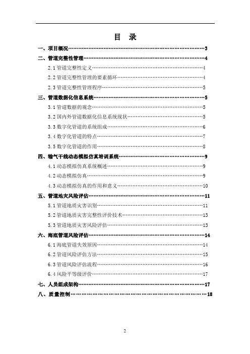 管道完整性咨询及评估技术标书