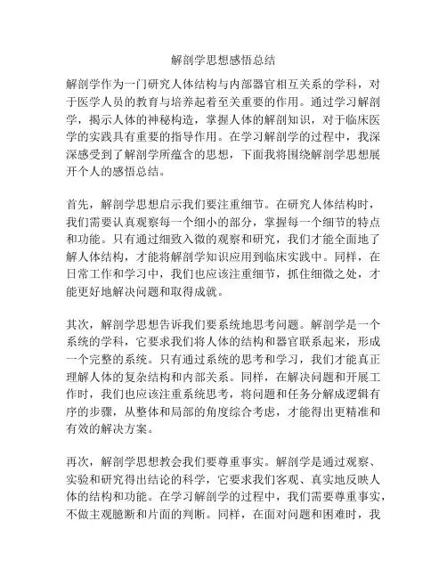 解剖学思想感悟总结