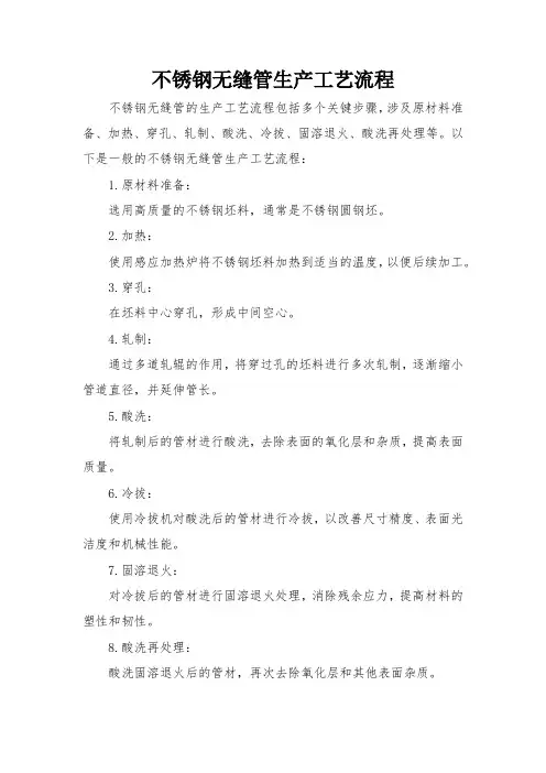 不锈钢无缝管生产工艺流程