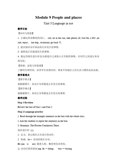 外研版初中英语七年级上册 Module 9 Unit 3教案