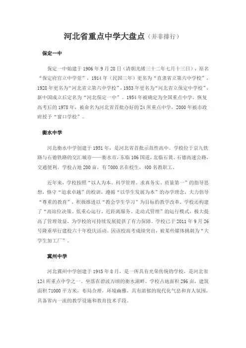 河北省重点中学大盘点