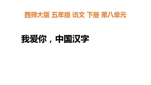 五年级下册语文课件-31.我爱你,中国汉字 西师大版(共13张PPT)
