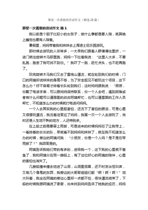 那是一次勇敢的尝试作文（精选23篇）