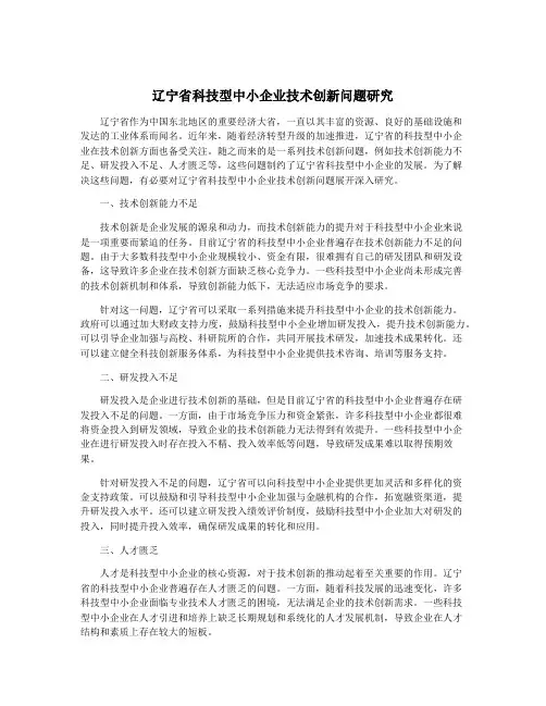 辽宁省科技型中小企业技术创新问题研究