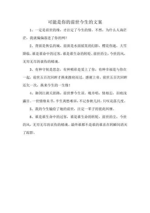 可能是你的前世今生的文案