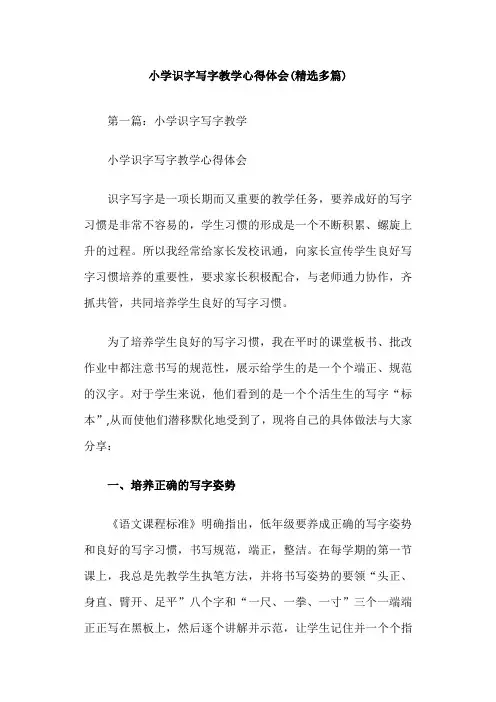 小学识字写字教学心得体会