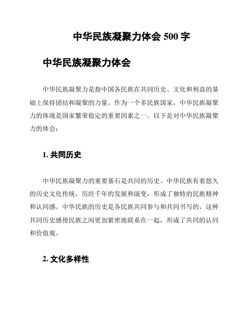 中华民族凝聚力体会500字