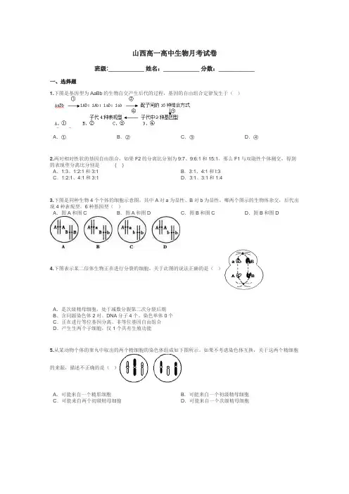 山西高一高中生物月考试卷带答案解析
