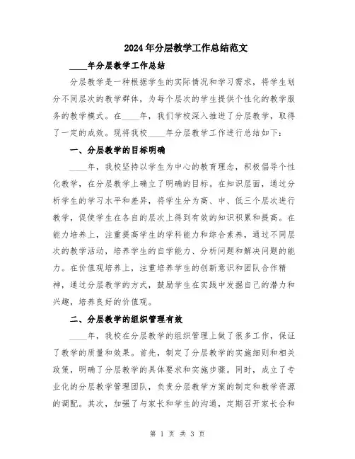 2024年分层教学工作总结范文