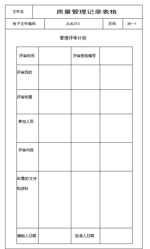 ISO9000质量管理记录表格(全套)