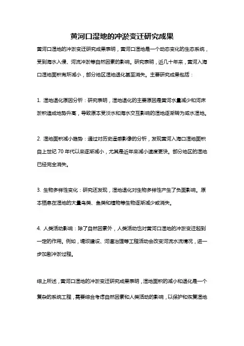 黄河口湿地的冲淤变迁研究成果