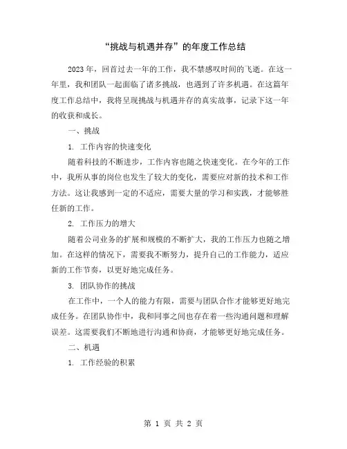 “挑战与机遇并存”的年度工作总结