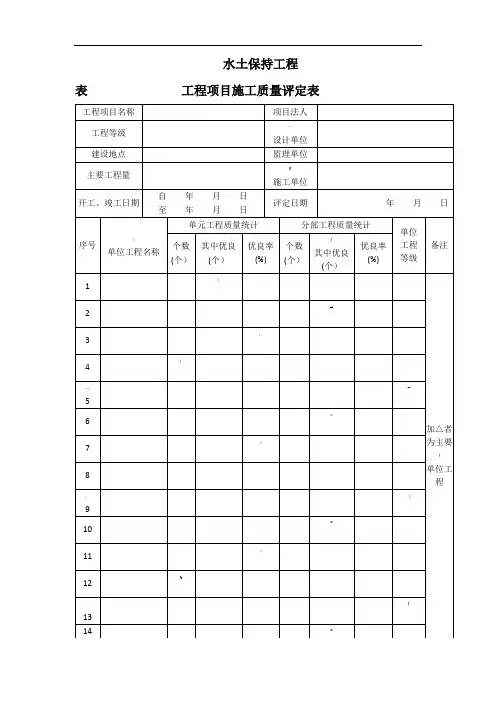 水土保持工程质量评定表