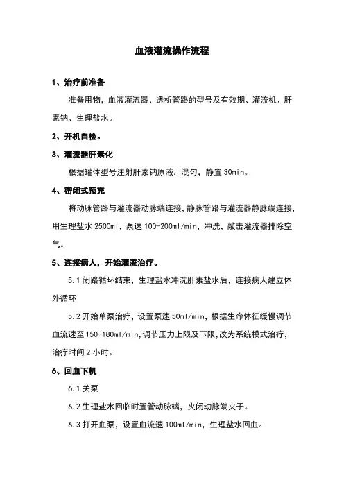 血液灌流操作流程