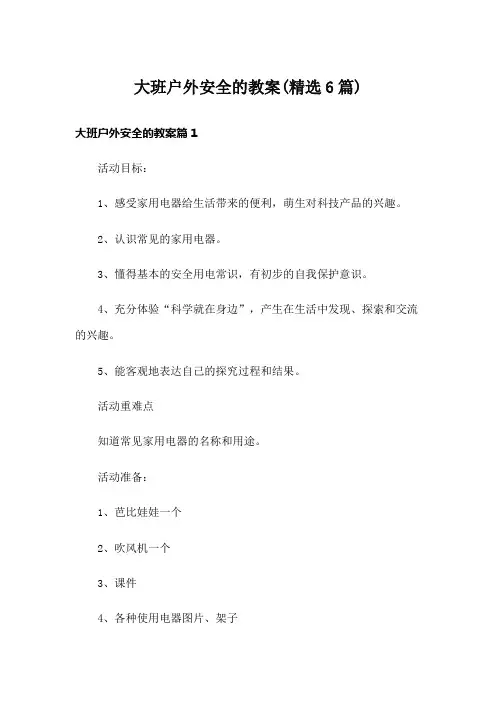 大班户外安全的教案(精选6篇)