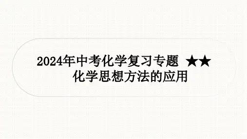 2024年中考化学复习专题化学思想方法的应用