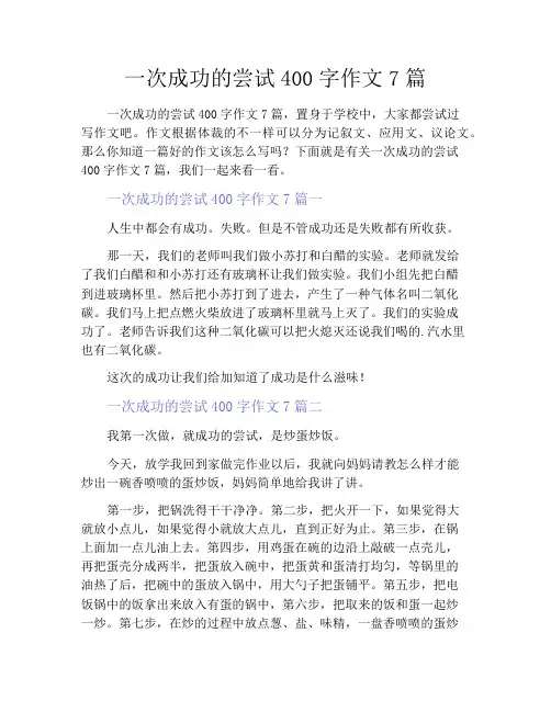 中小学优选作文之一次成功的尝试400字作文7篇