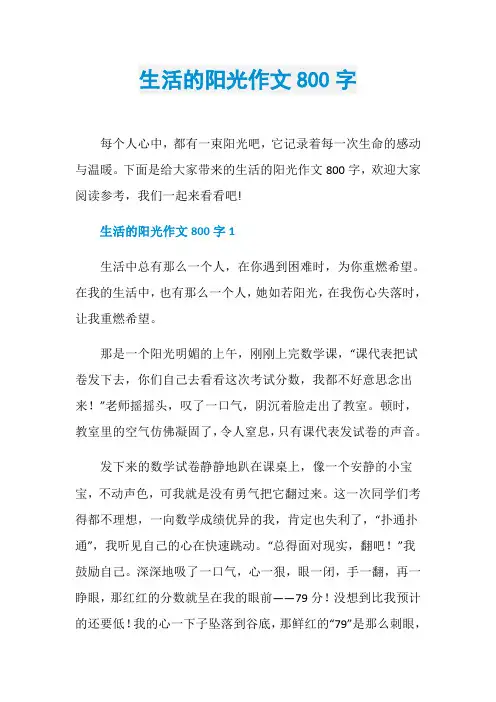 生活的阳光作文800字