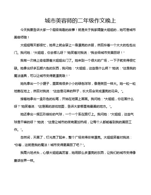 城市美容师的二年级作文晚上