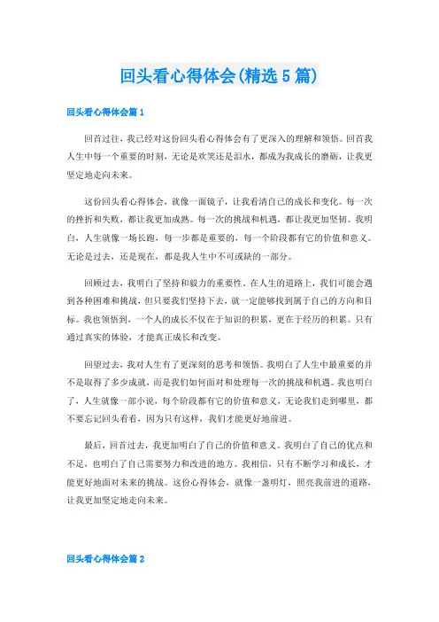 回头看心得体会(精选5篇)