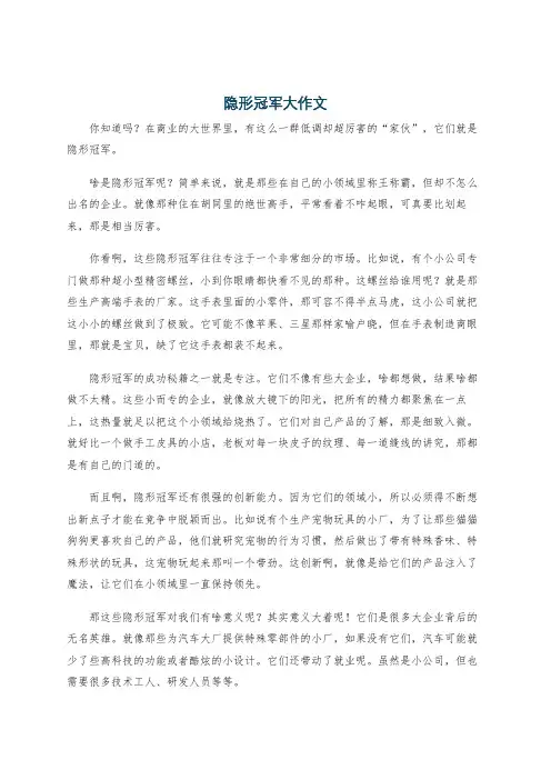 隐形冠军大作文
