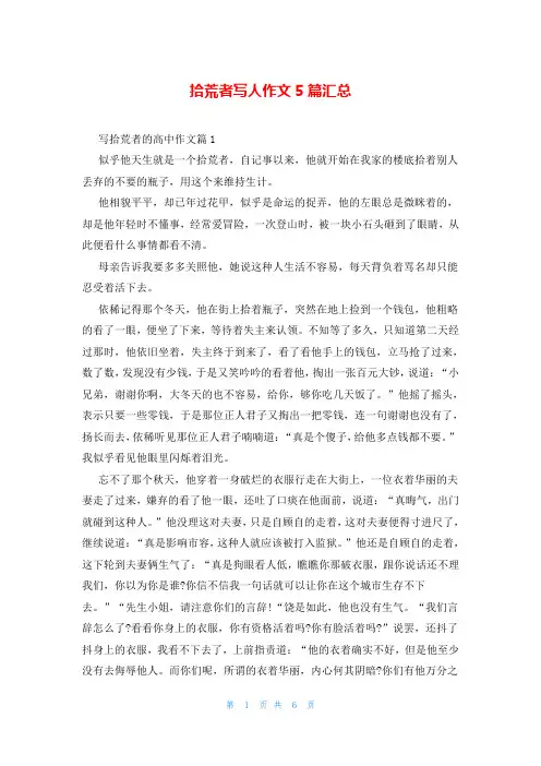 拾荒者写人作文5篇汇总