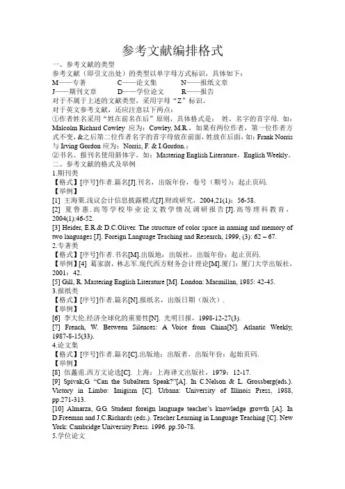 参考文献格式及检索方法