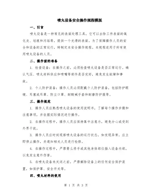 喷丸设备安全操作规程模版