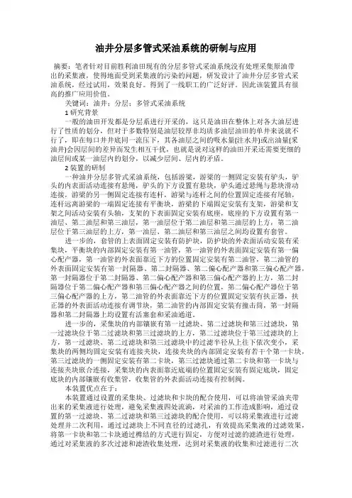 油井分层多管式采油系统的研制与应用