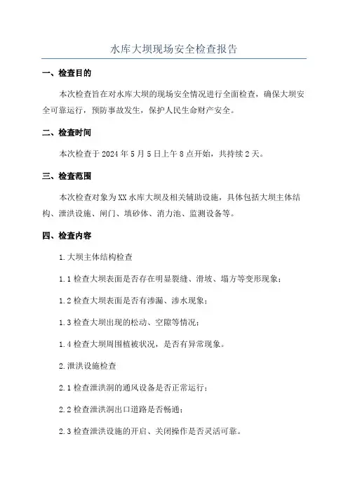 水库大坝现场安全检查报告