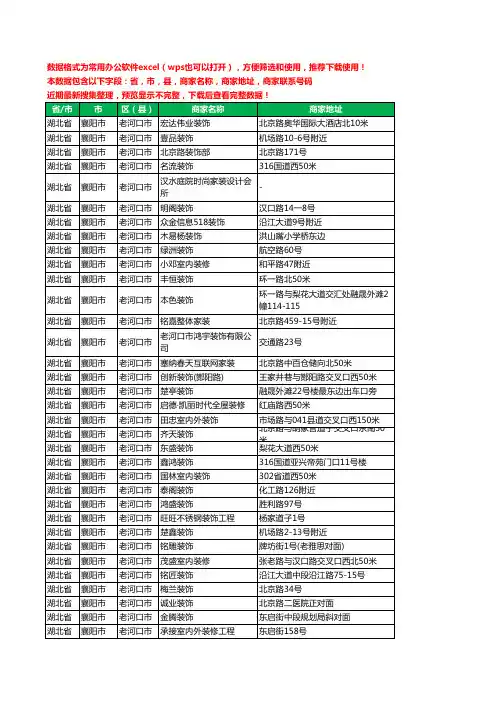 2020新版湖北省襄阳市老河口市装修工商企业公司商家名录名单黄页联系电话号码地址大全58家