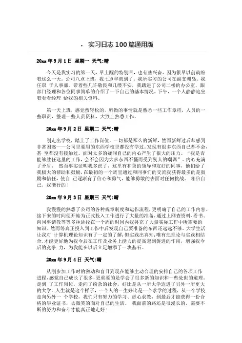 实习日志100篇通用版
