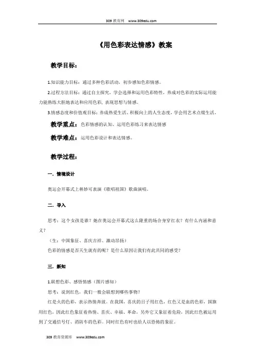 人美版美术八年级上册《用色彩表达情感》教案2