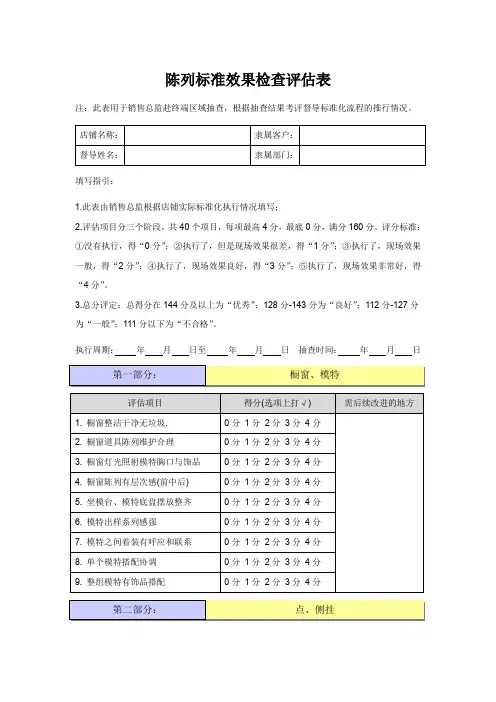 陈列标准检查表