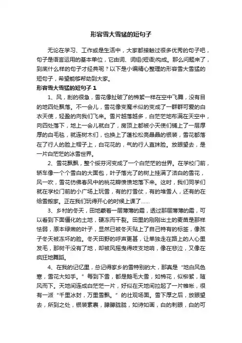形容雪大雪猛的短句子（精选95句）