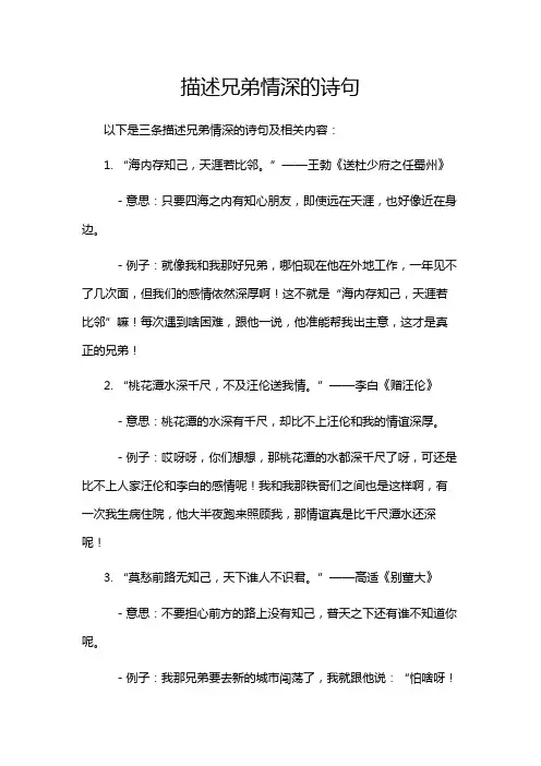描述兄弟情深的诗句