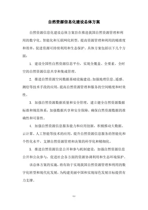 自然资源信息化建设总体方案