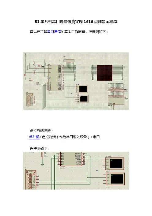 51单片机串口通信仿真实现1616点阵显示程序