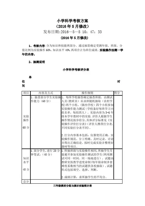 小学科学考核方案