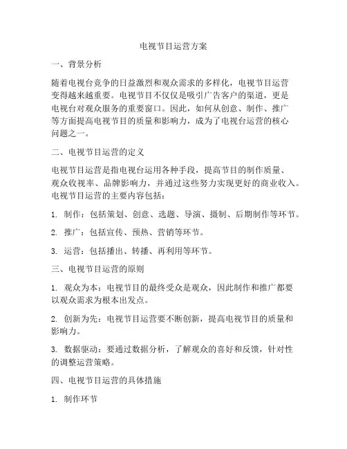 电视节目运营方案