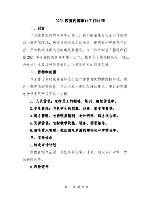 2024教育内部审计工作计划