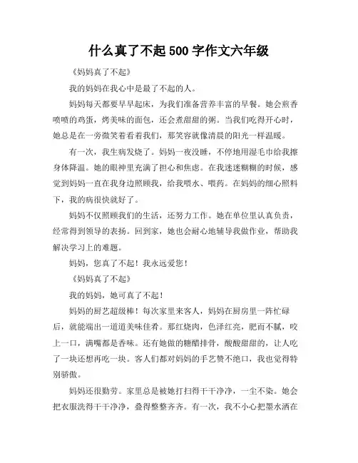什么真了不起500字作文六年级