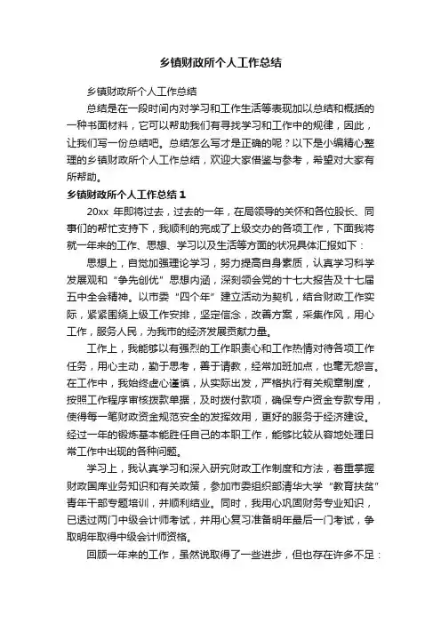 乡镇财政所个人工作总结
