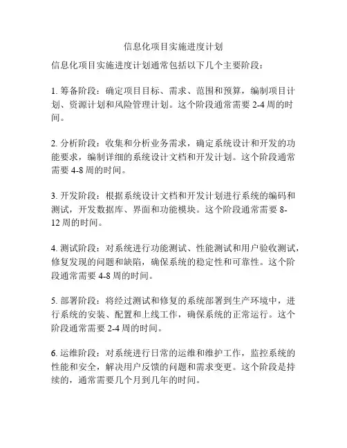 信息化项目实施进度计划