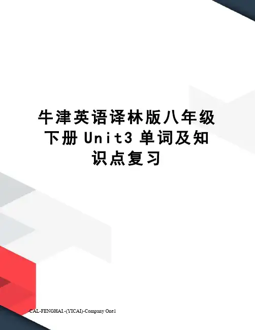 牛津英语译林版八年级下册Unit3单词及知识点复习