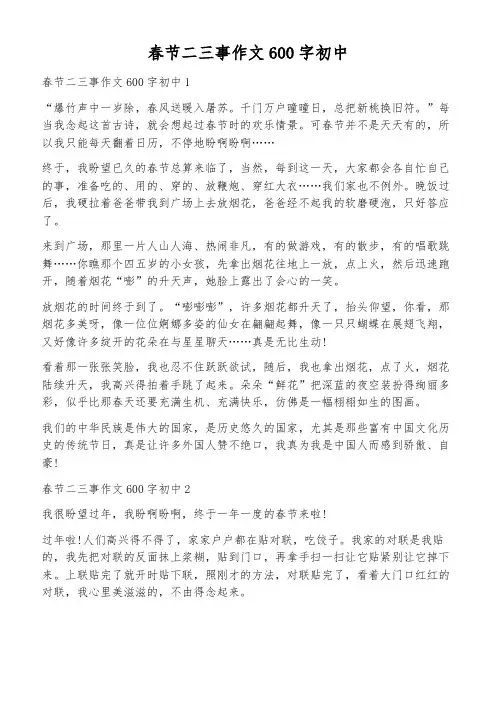 春节二三事作文600字初中