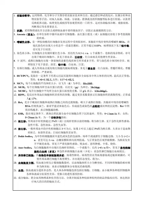 实验诊断学 名解