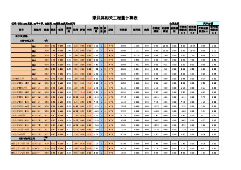 【建筑算量】实用土建工程量EXCEL自动计算表(梁及其相关)
