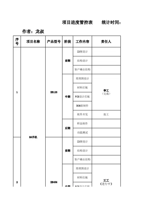项目进度管控表-模板