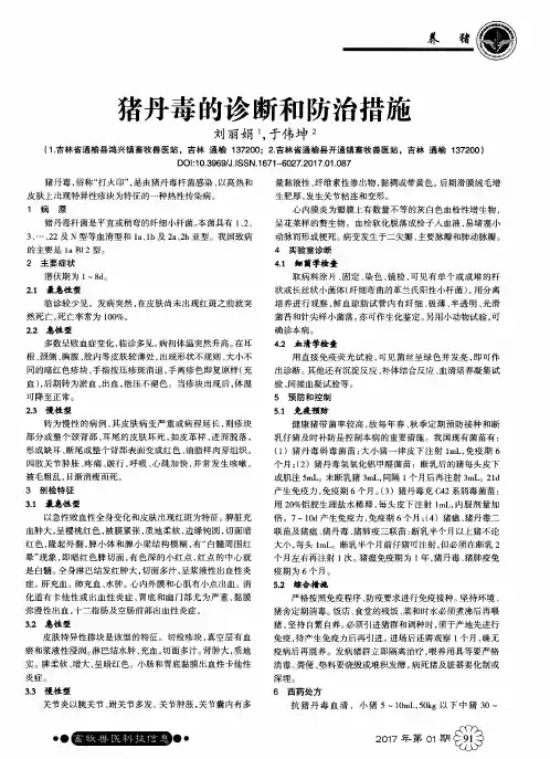 猪丹毒的诊断和防治措施